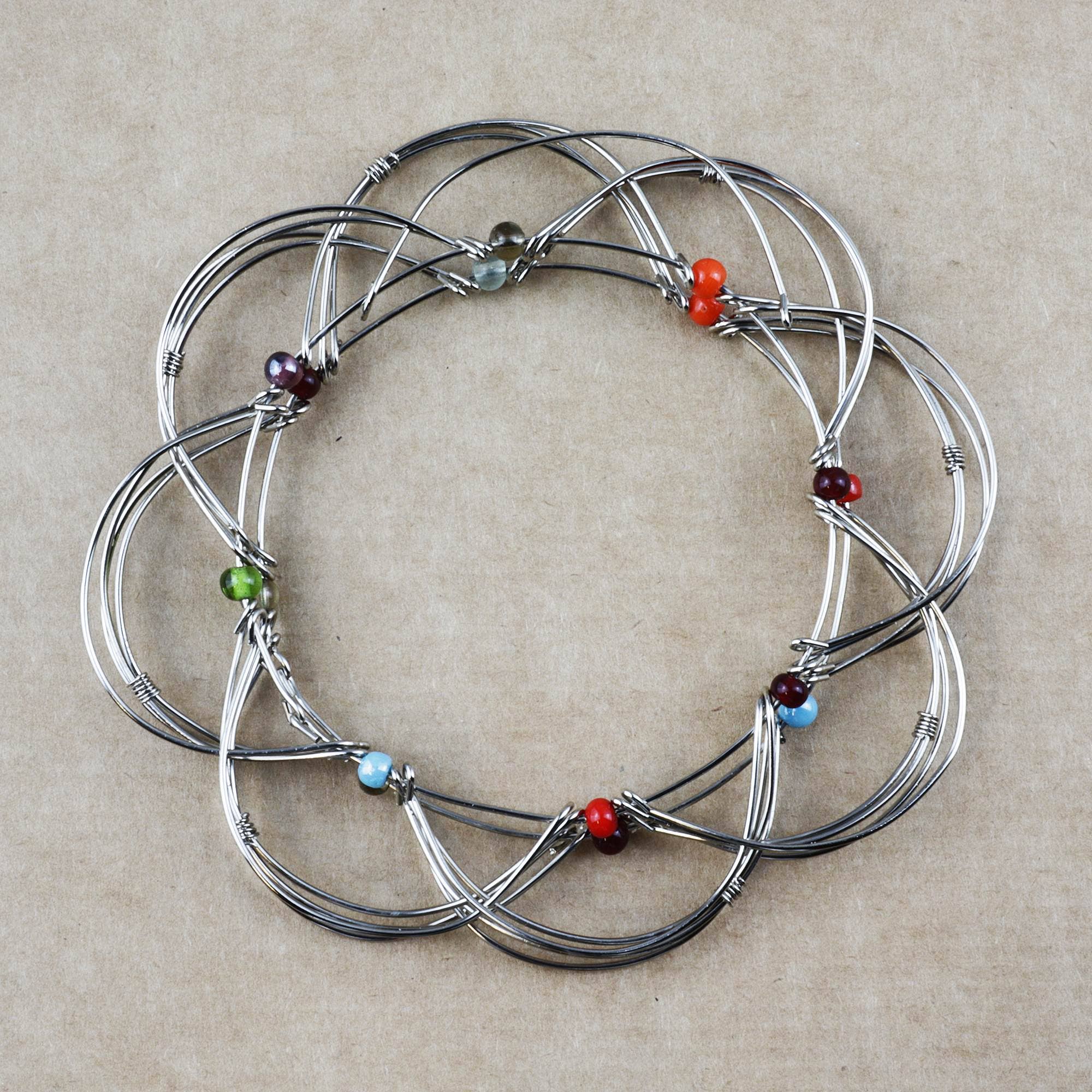 Tribal Trade GmbH - Wholesale Dream Catcher - 4D Mandala small wire mesh silver colorful Flower of Life6