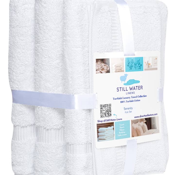 Serenity Luxury Collection 6-Piece Turkish Towels - White for wholesale on Faire