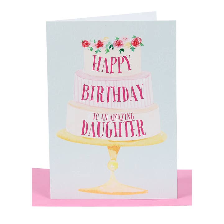 Biglietto di compleanno per figlia - Torta grande e glitter * per la vendita all'ingrosso da parte di Lil's Cards