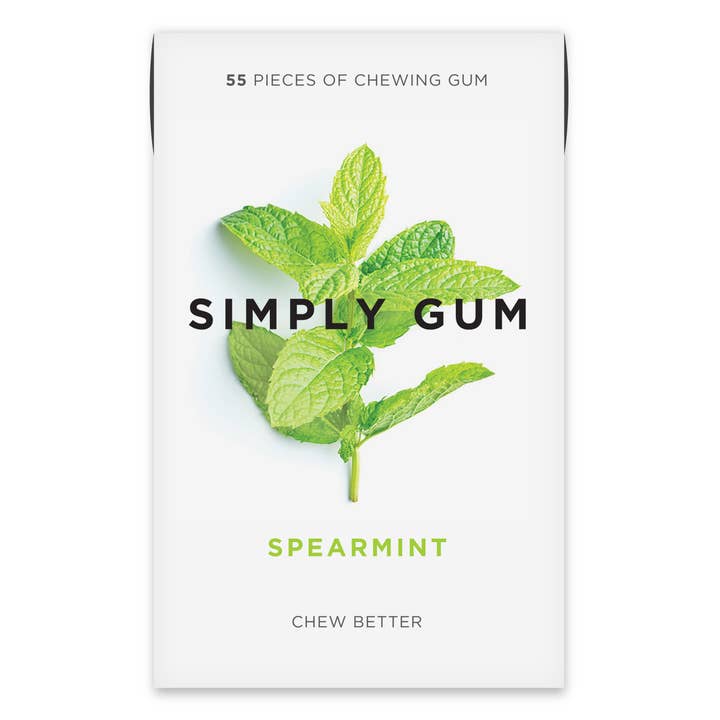 Simply Gum - Wholesale Chewing Gum - Spearmint Chewing Gum 55 Ct - Natural + Plastic-Free | 6 Pk1