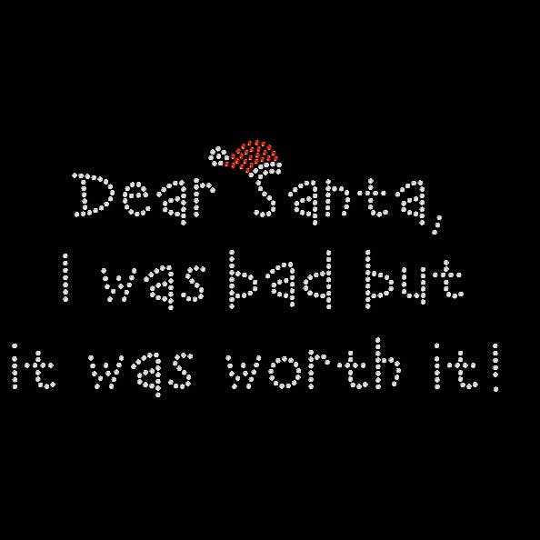 Wholesale Applique - Wholesale Patch - Dear Santa, Christmas, Shirt Size Iron on Rhinestones Hotfix