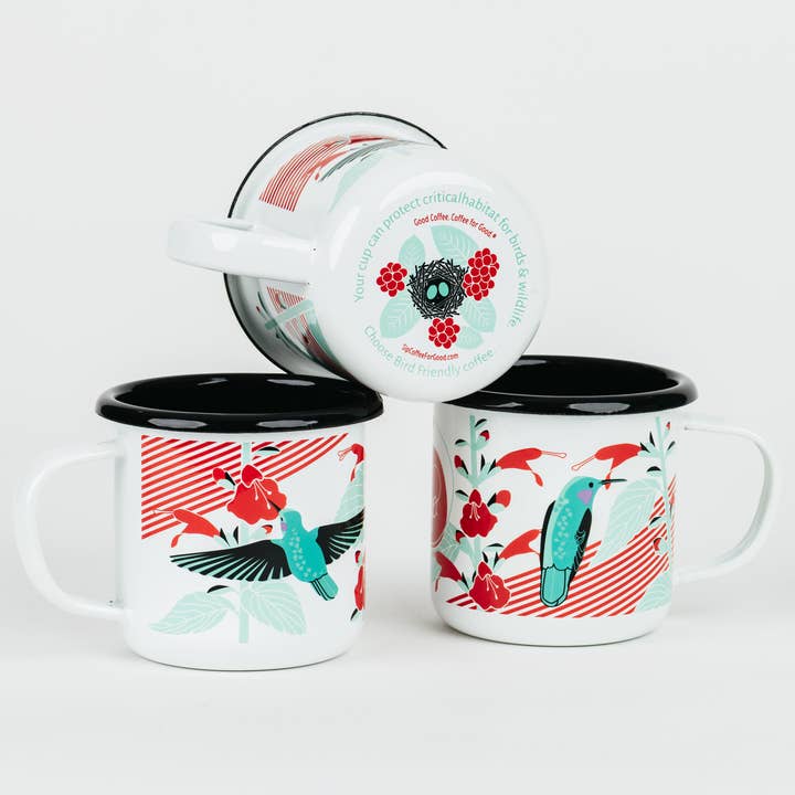 12oz Enamel Mug: Flora & Fauna of Honduras for wholesale by Sip Coffee Inc