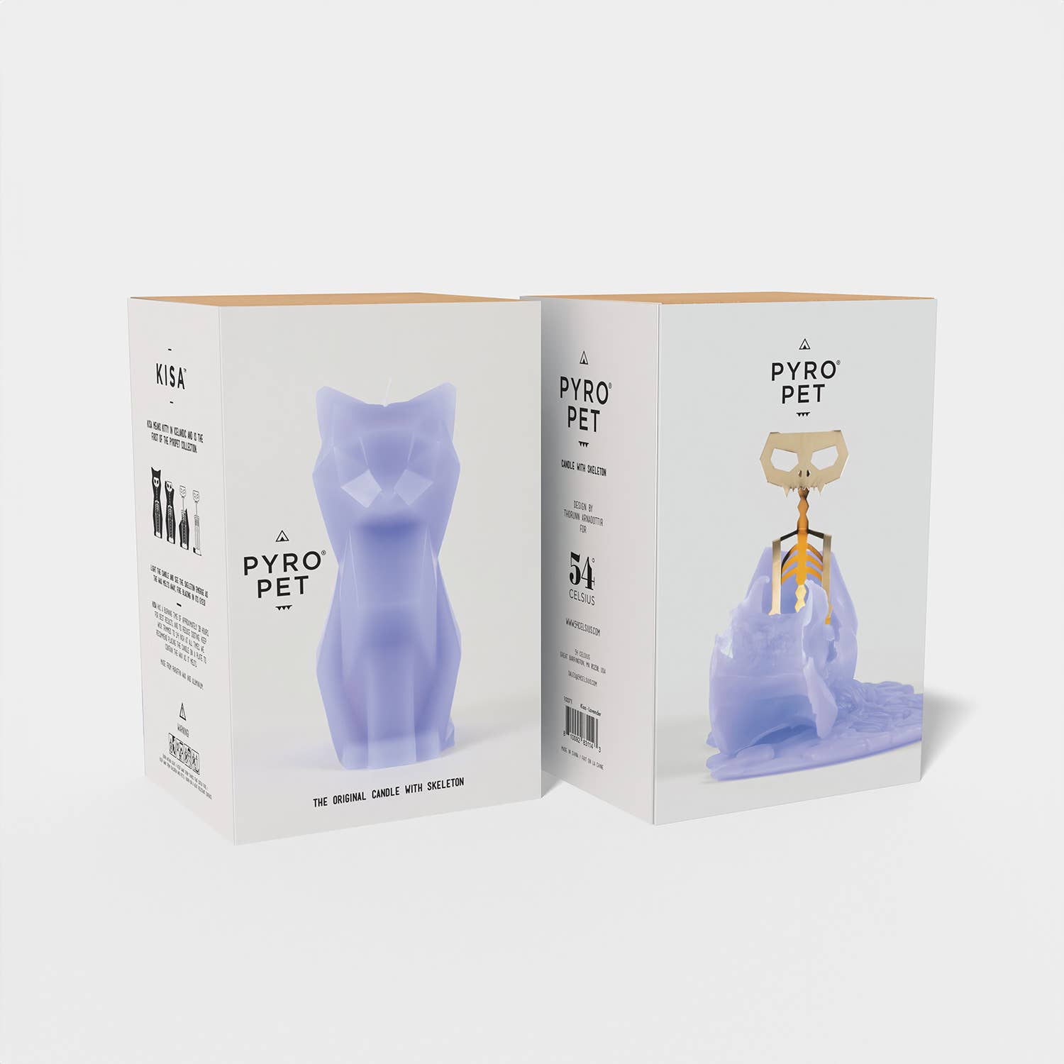 54 Celsius - Wholesale Novelty Candle - PyroPet Kisa Cat Skeleton Candle - 7" Tall, Lavender5