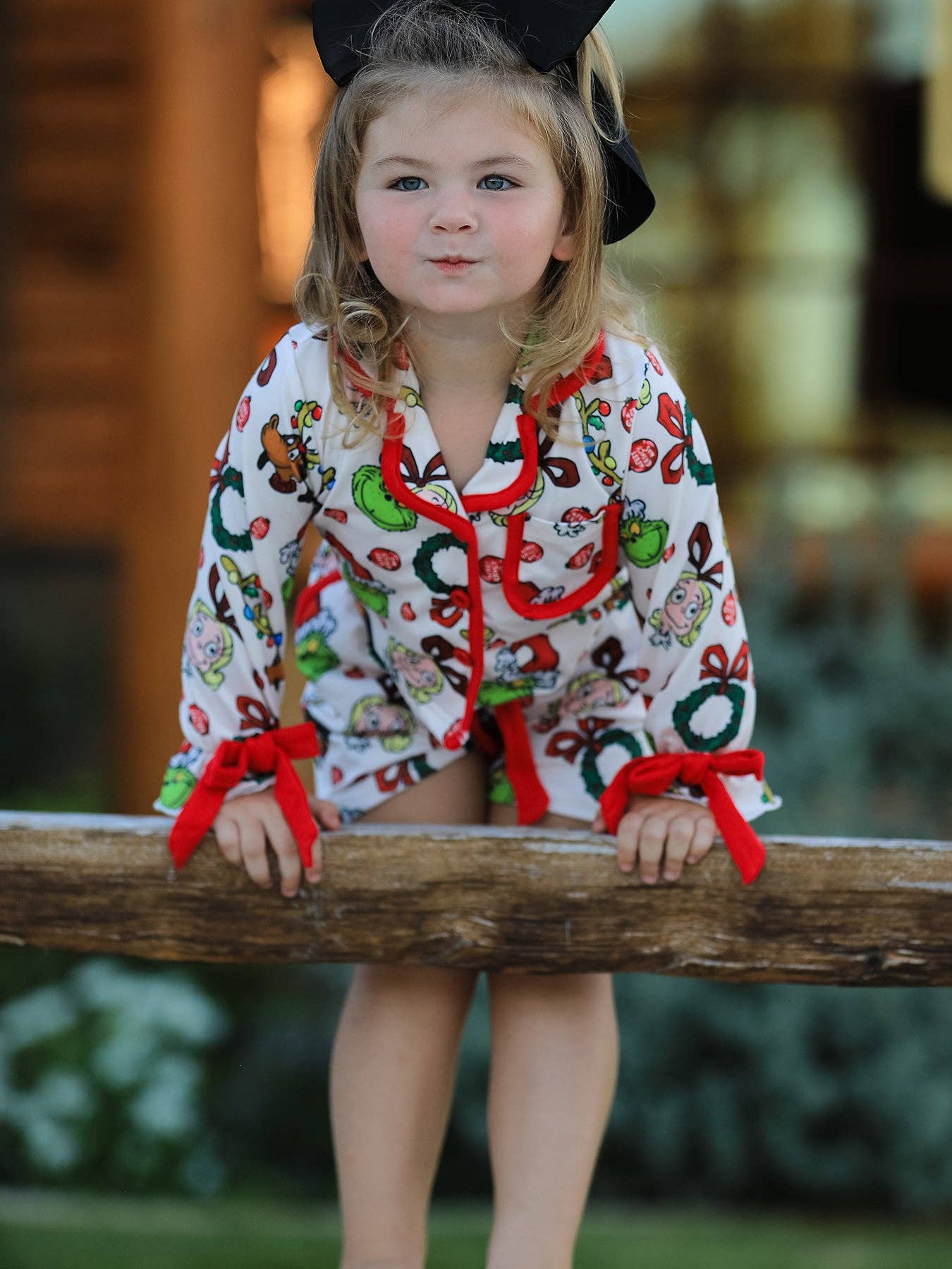 Rylee Faith Designs - Wholesale Sleepwear Set - Kids - Christmas Wreath Character Print Girls Pajama Set1