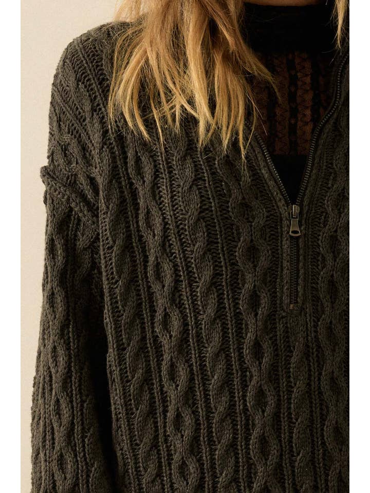 Promesa USA - Wholesale Dress - Women's - Cable-Knit Long Sleeve Mini Sweater Dress1