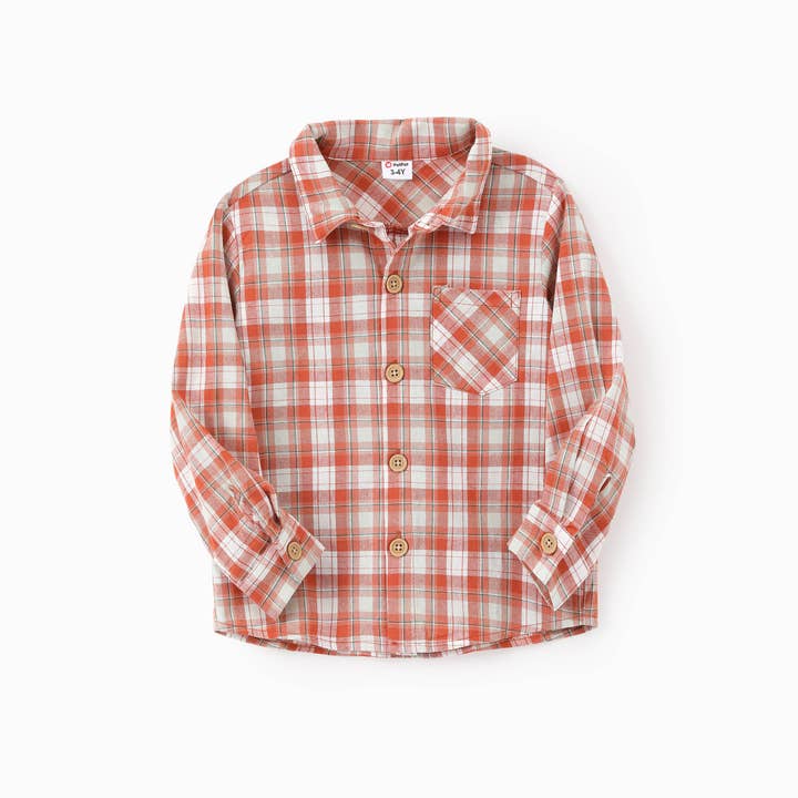 Orange Family Matching Plaid Shirt or Shirred Bodice Tiered Dress for wholesale on Faire1