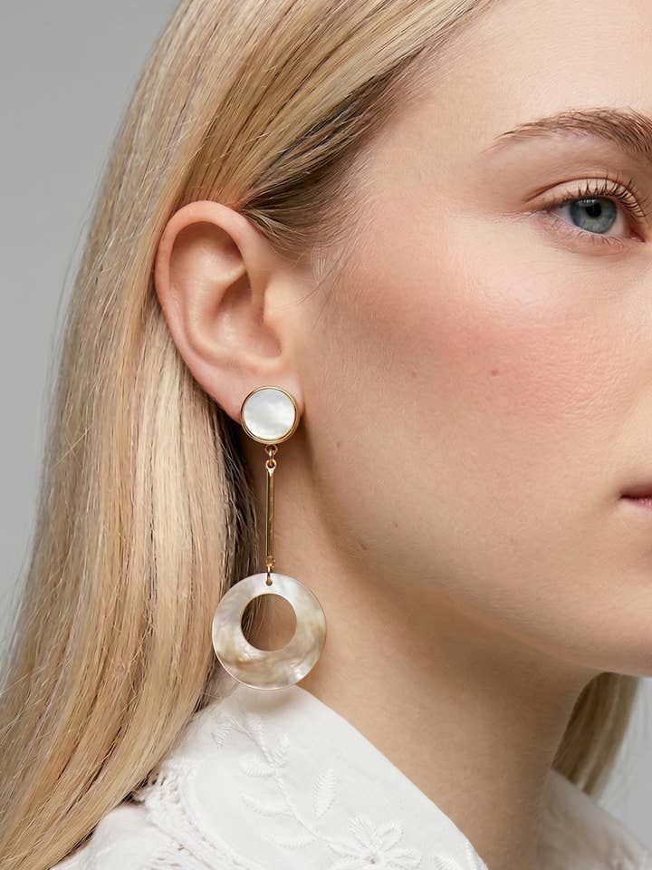 Eclipse Mother-of-Pearl Earrings for wholesale by Victoria Moda