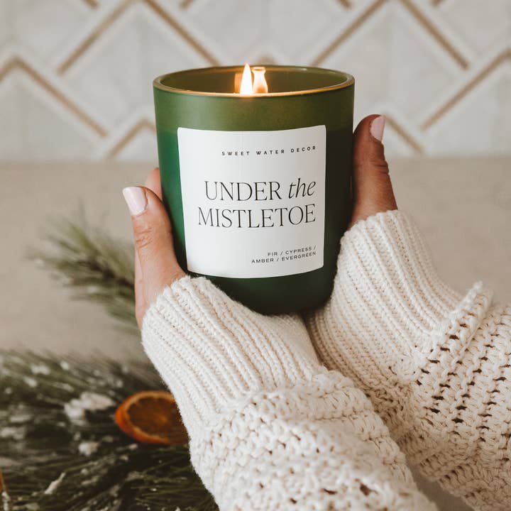Sweet Water Decor - Wholesale Jar/Filled Candle - Under the Mistletoe 15 oz Soy Matte Candle- Home Decor