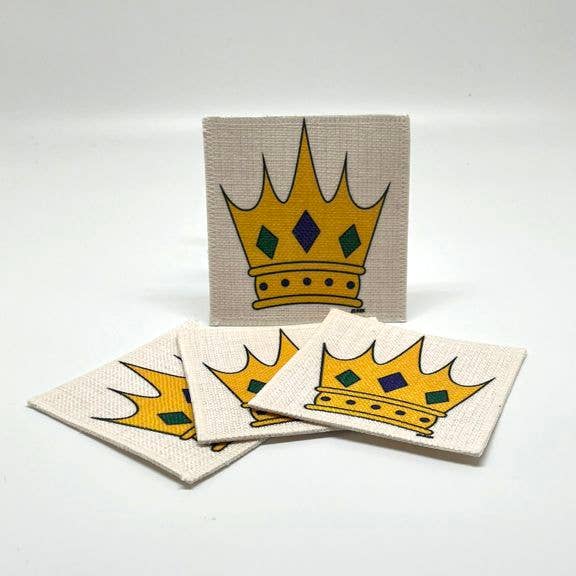 Mardi Gras Crown Coasters (linen - set of 4) for wholesale by JD & Company