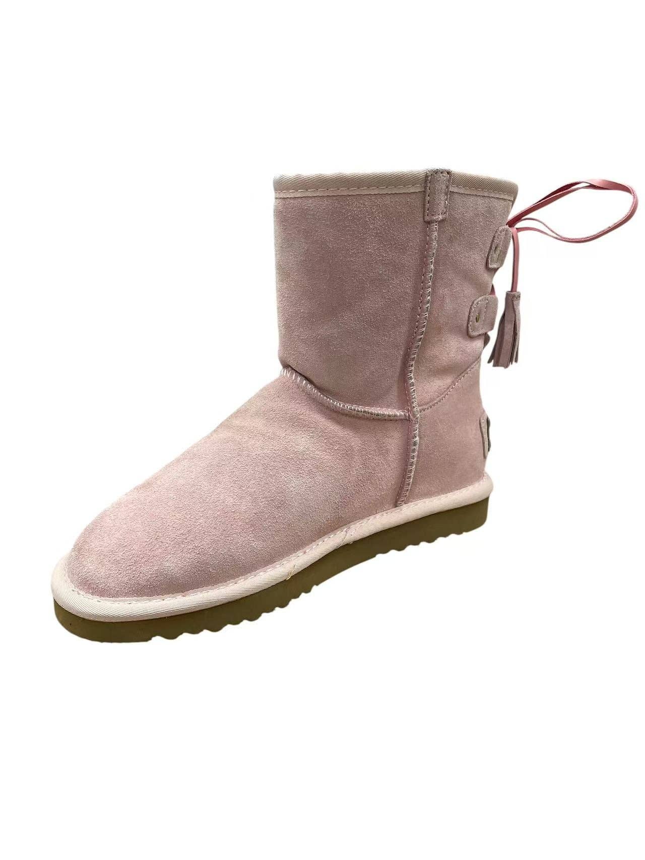 Wholesale OB62661 Rosa OOG Damen Leder Boots mit Schleife for your