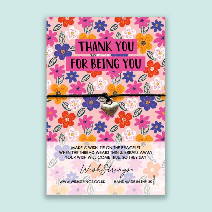 WishStrings - Vendita all'ingrosso Braccialetto con ciondolo/pendente - GRAZIE PER ESSERE TE STESSO - Bracciale WishStrings Wish - WS348 ♥