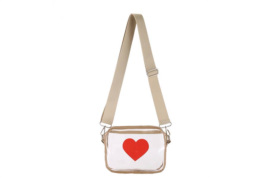 Nima Accessories Inc - Wholesale Crossbody Bag - Women's - Ladies Clear See Thru Heart Theme  Crossbody Handbag1