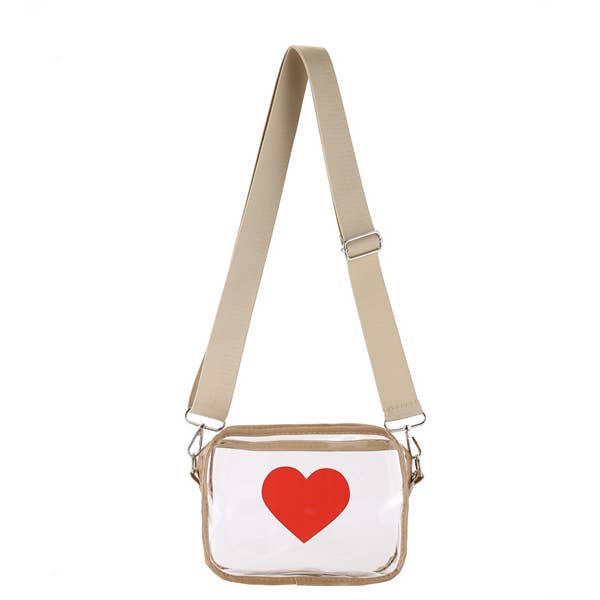 Nima Accessories Inc - Wholesale Crossbody Bag - Women's - Ladies Clear See Thru Heart Theme Crossbody Handbag1