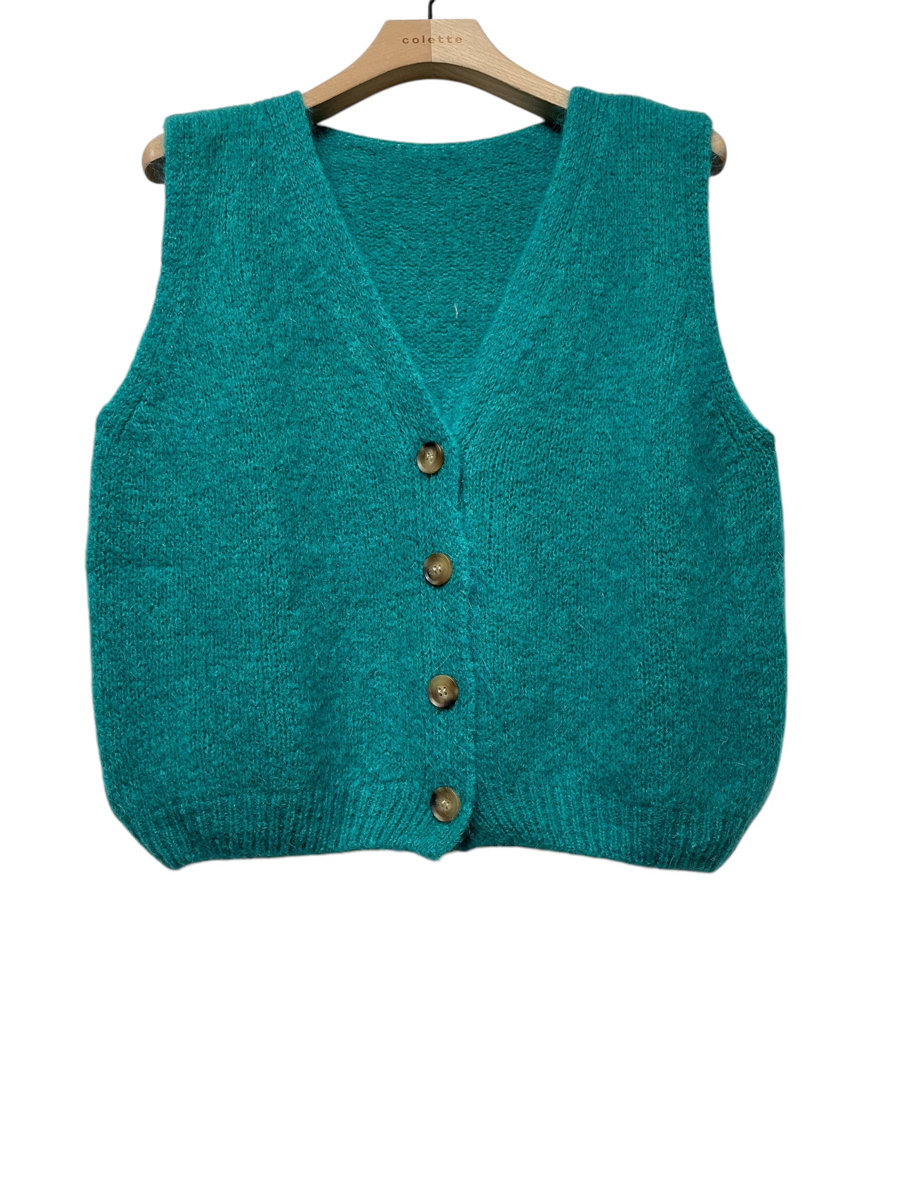 LINEN & COTTON HOUSE - Wholesale Sweater Vest - Women's - Sleeveless sweater with buttons 507116
