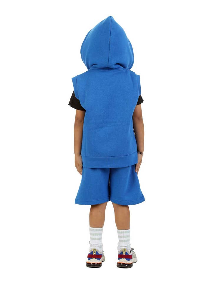 Kids Royal Blue 2-Piece Gilet and Shorts Set for wholesale on Faire