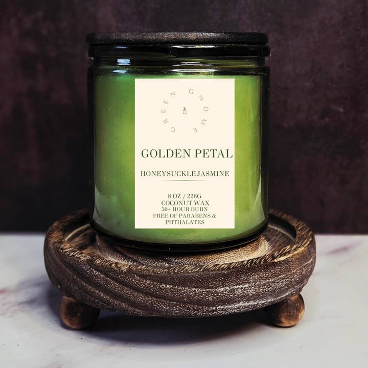 Honeysuckle Jasmine (Golden Petal) Candle for wholesale by Green Gnome Candles