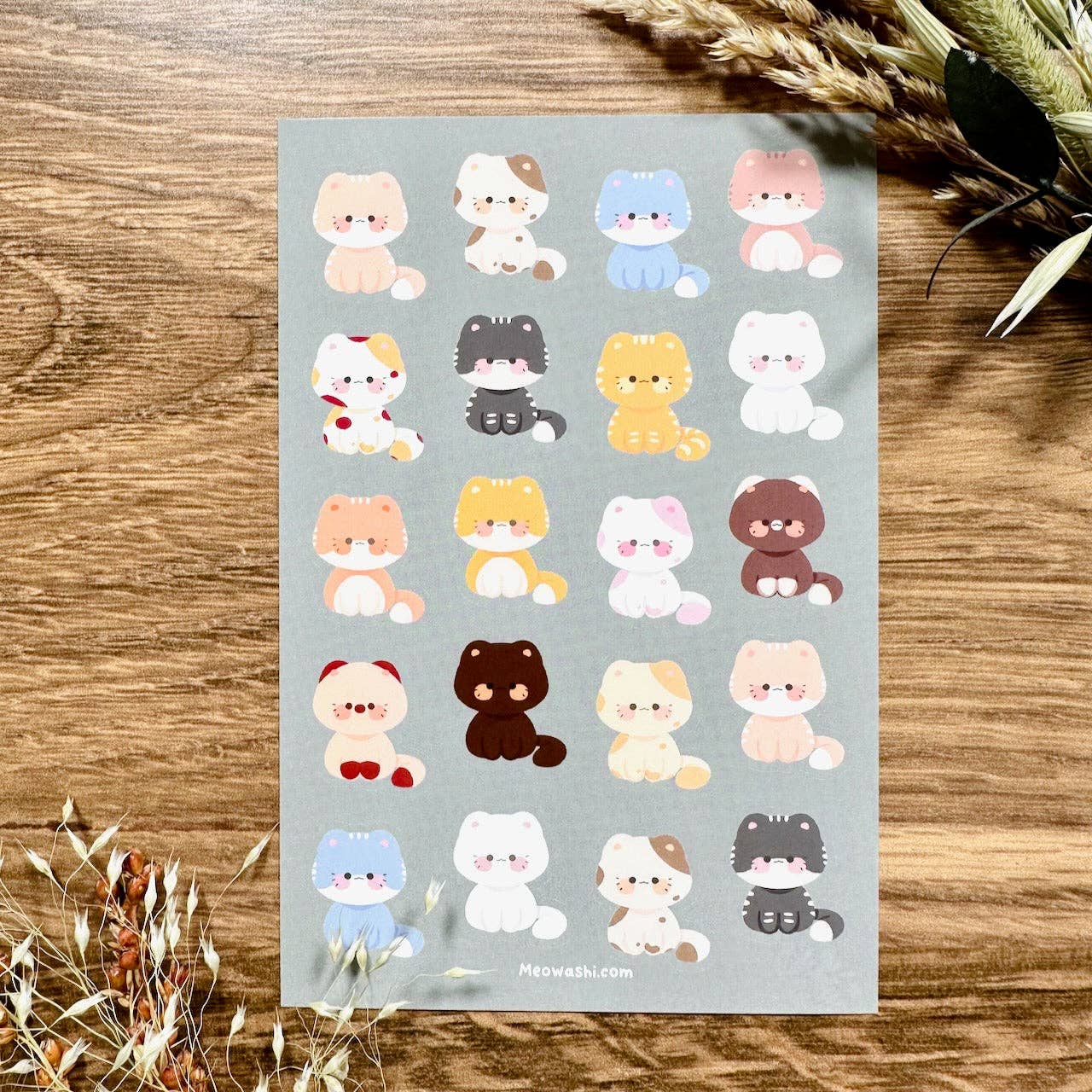 Meowashi Studio - Wholesale Sticker - Chubby Cats Vinyl Sticker Sheet1