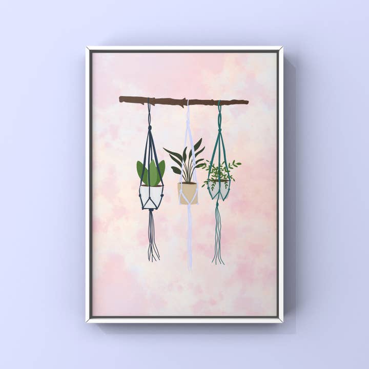 You Grow Girl Floral Botanical Macramé Art Print for wholesale by EscDesignsUK
