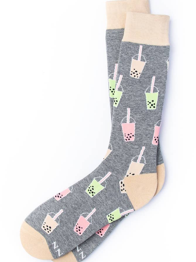 Chaussette Boba Is Life - Coton cardé gris Alynn pour la vente par Alynn