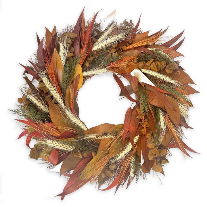 Burnt Orange Autumn Wreath for wholesale by Andaluca