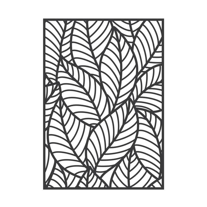Framed Leaves Everywhere A3 Black MDF Decorative Panel for wholesale by By WOOM
