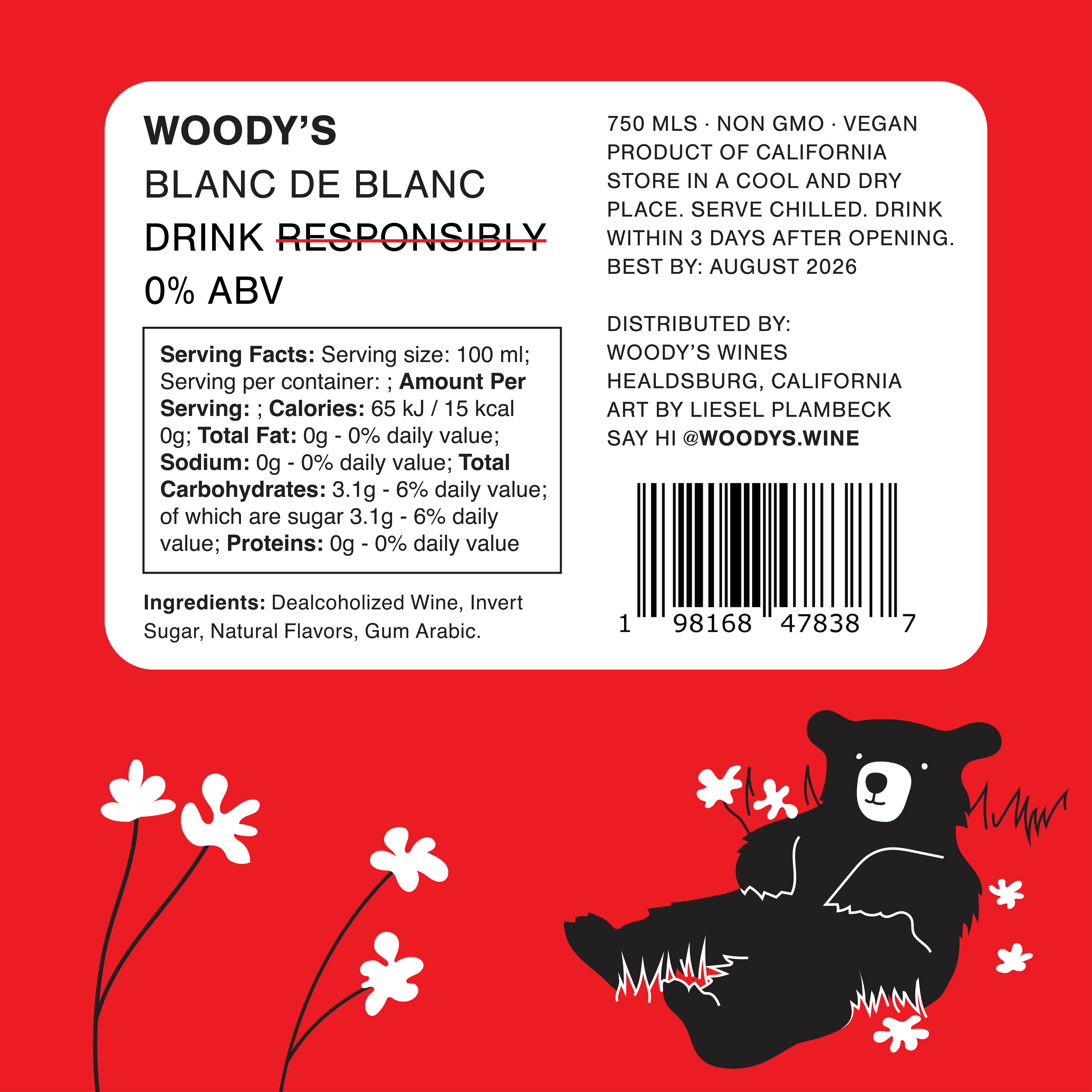 Woody's - Wholesale Non-Alcoholic Spirits/Wine/Beer - Woody's Non-Alcoholic Blanc de Blanc (750ml)5