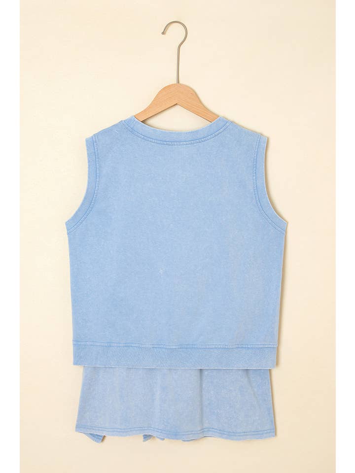 PRETTY BASH - Wholesale Top & Skirt Set - Women's - Mineral Wash Tank Top and Lined Split Skirt Set13