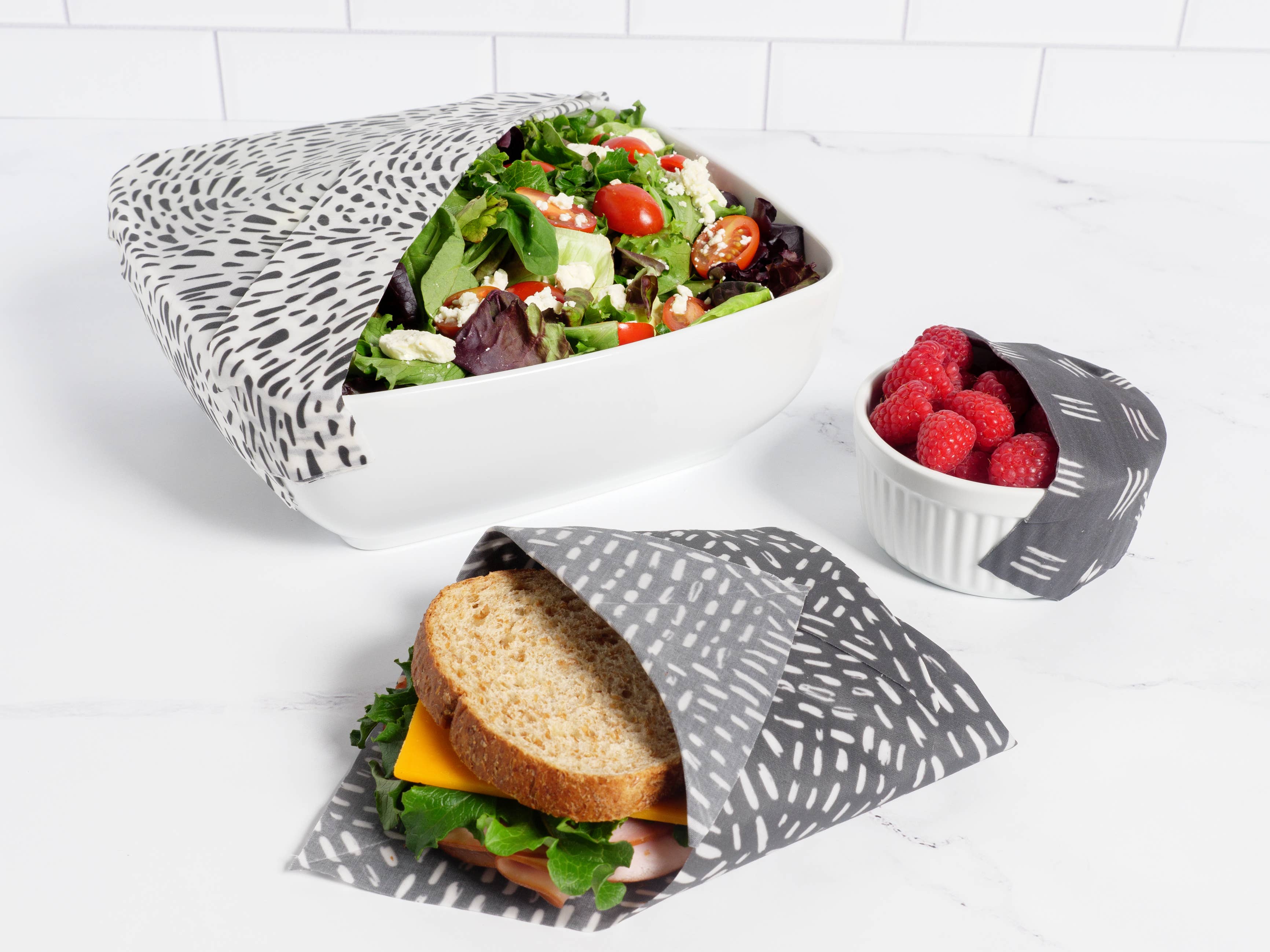 Z Wraps - Vente Sachet de conservation/film alimentaire - Lot de 3 emballages alimentaires réutilisables Z Wraps, noir et blanc0