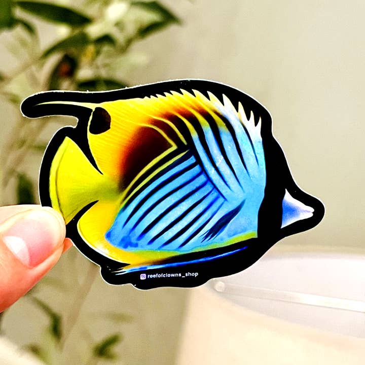 Autocollant Threadfin Butterflyfish (holographique) pour la vente par Reef of Clowns