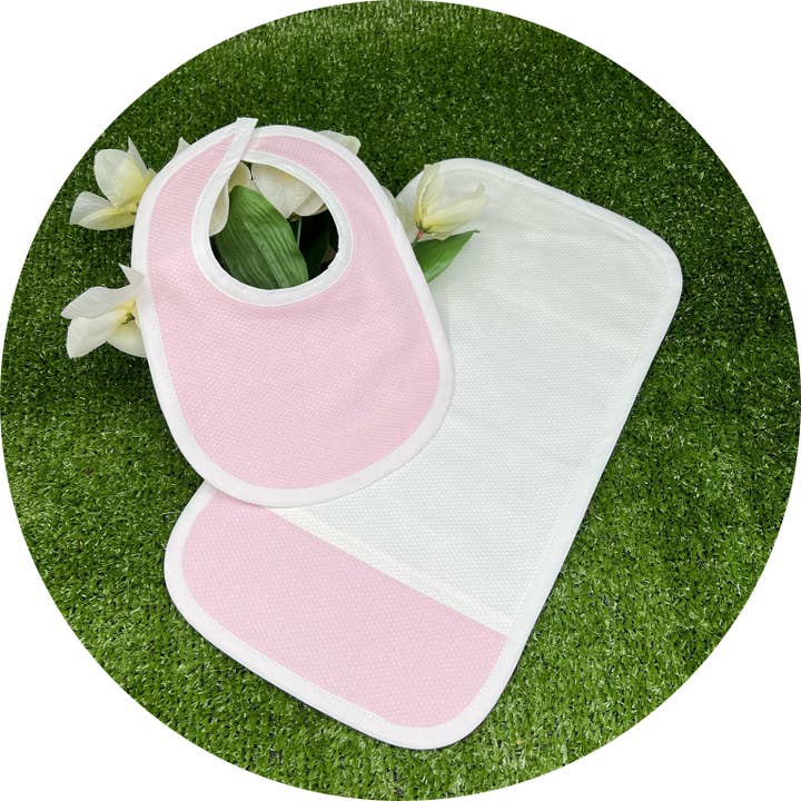 THE ROYALTY COLLECTION - Wholesale Bib - Baby - Pink Cotton Pique Collection - With Plain Trim