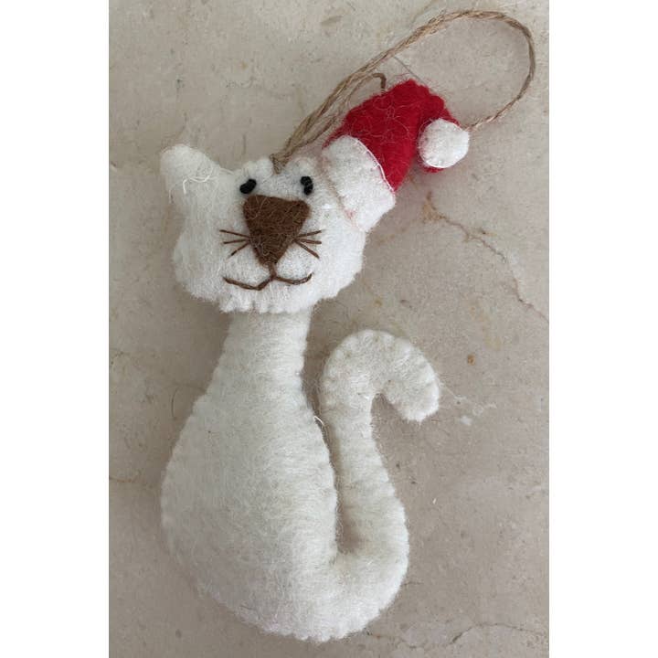 cerruti home - Wholesale Ornament - Felted Wool „Christmas Cat” ornament, verkrijgbaar in 5 kleuren