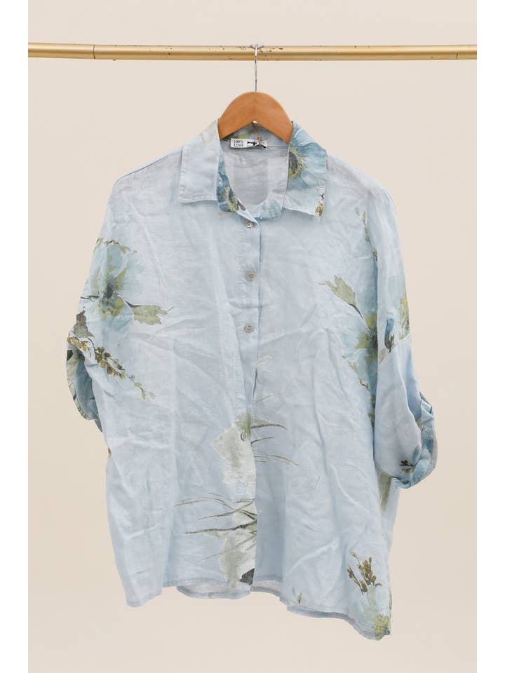 LÉA & LUC - Wholesale Dress - Women's - Floral print shirt in 100% Linen REF. 20090/54