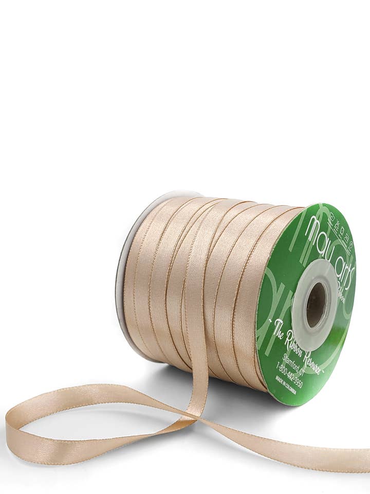 ~3/8"Luster Double Face Satin Ribbon, Nude Champagne for wholesale by May Arts Ribbon