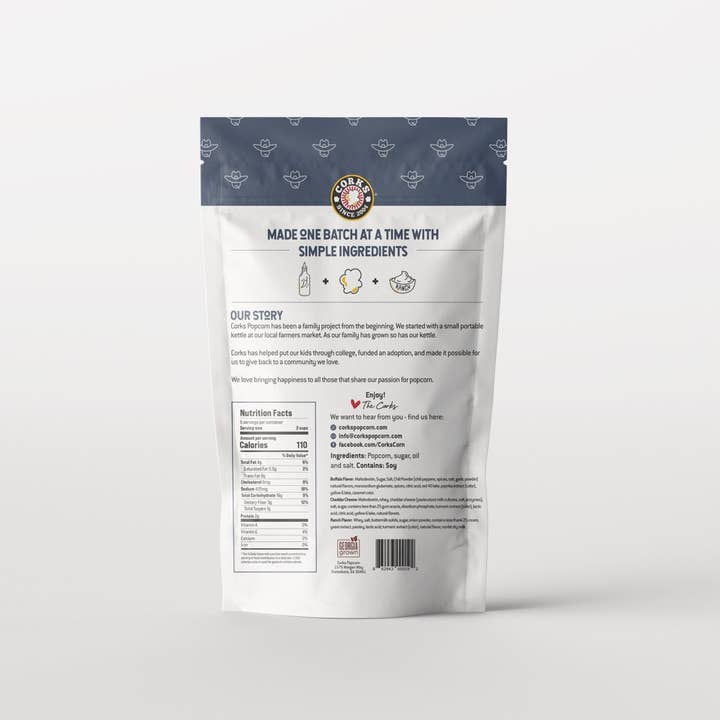 Corks Popcorn - Wholesale Popcorn - Bold and Spicy Buffalo Ranch Popcorn - 3.0oz1