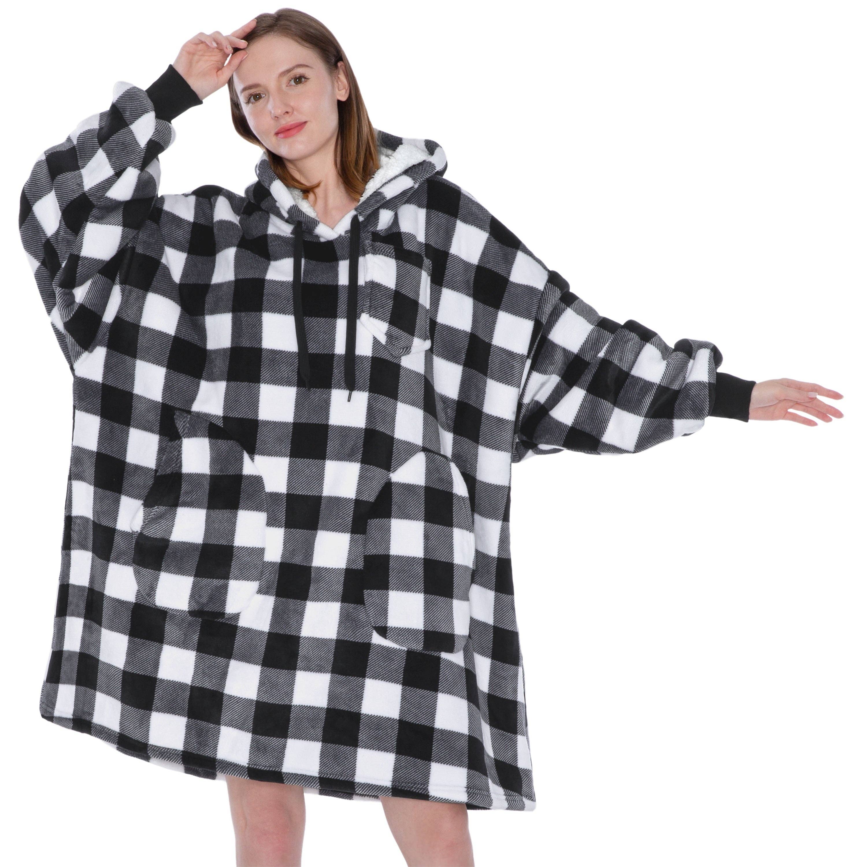 Pavilia - Wholesale Hoodie - Women's - Chest Pocket Sherpa Hoodie Blanket - Patch Pocket (Regular / Long)20