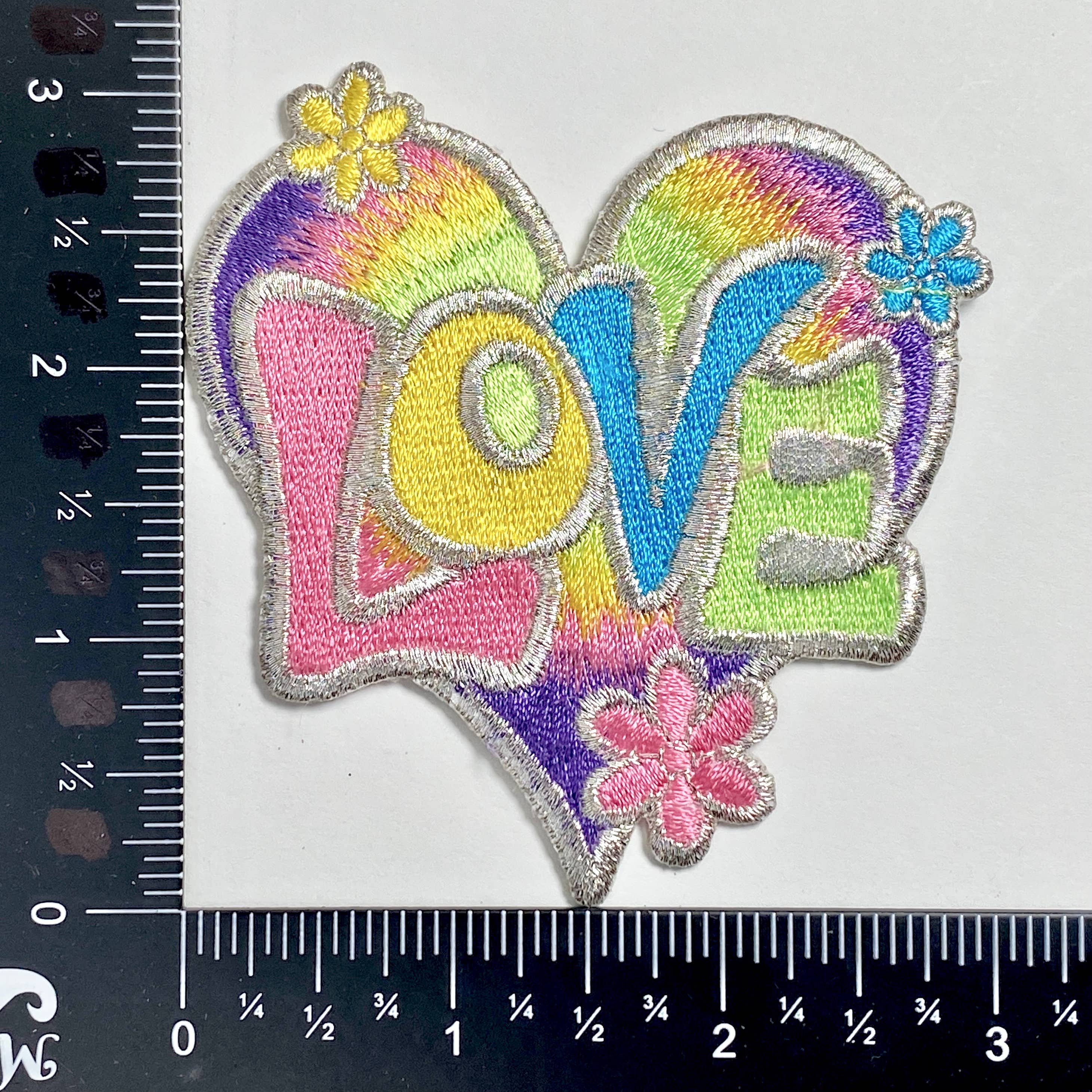 Wholesale Applique - Wholesale Patch - Love Heart - Pastel Multi-color, Retro Hippie Iron on Patch1