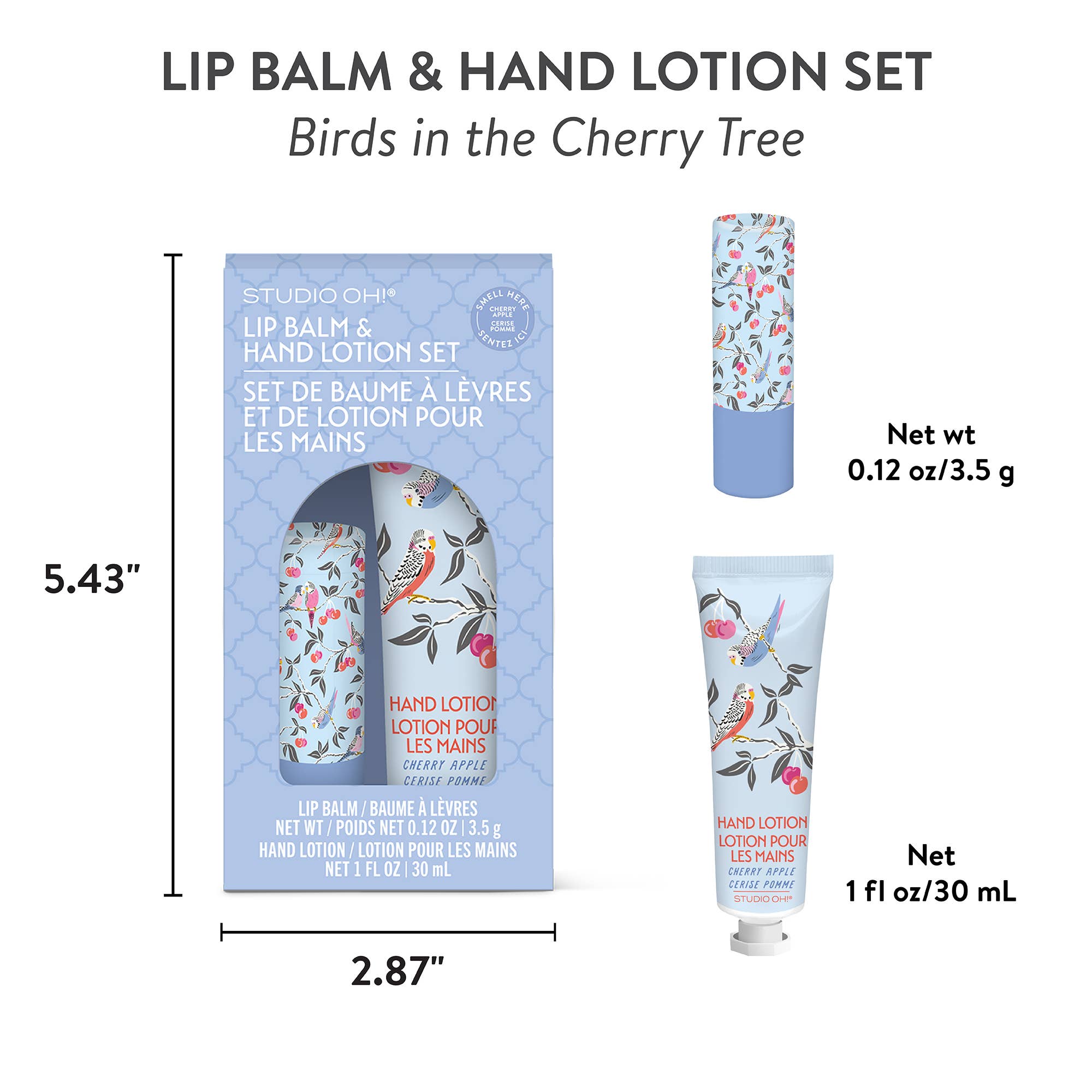 Studio Oh! - Wholesale Lip Balm Set - Birds in the Cherry Tree Lip Balm & Hand Lotion Set4