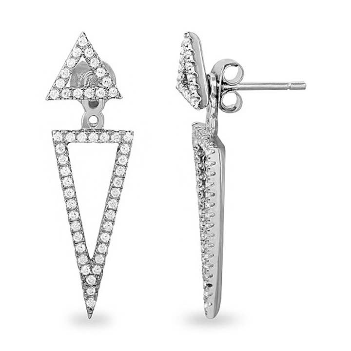 Boucles d'oreilles veste Crystal Triangle argent pour la vente par Adornia