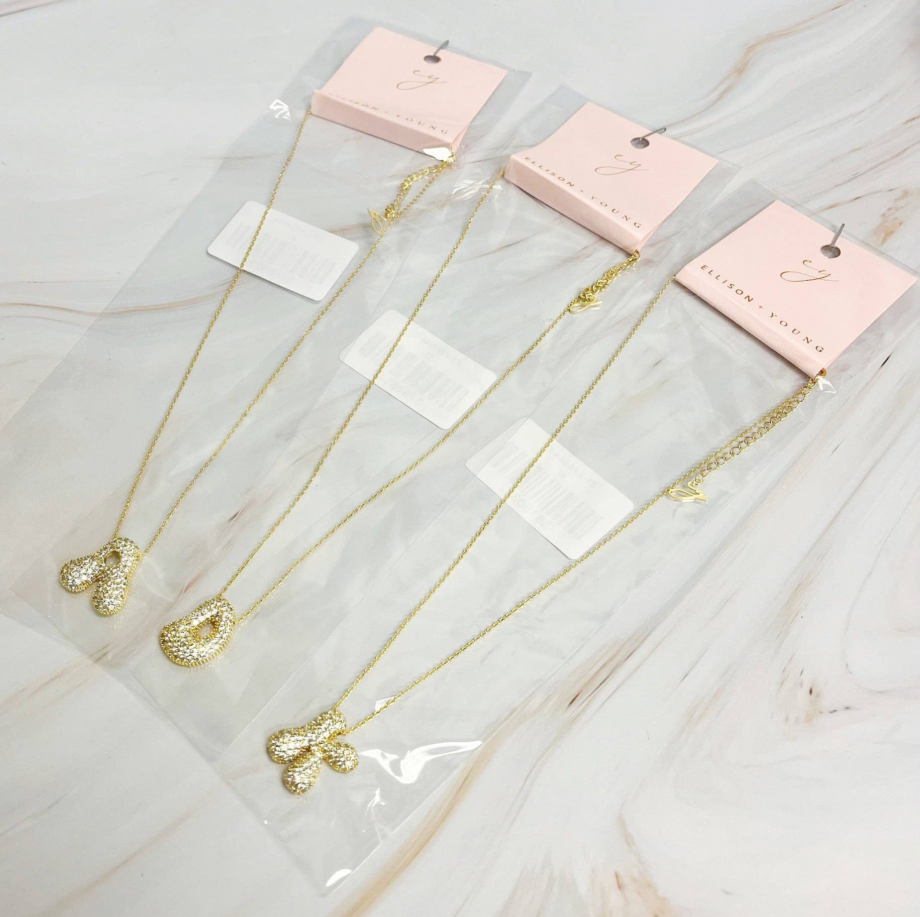 Ellison+Young – wholesale Pendant/charm necklace – Crystal Bubble Initial Necklace26