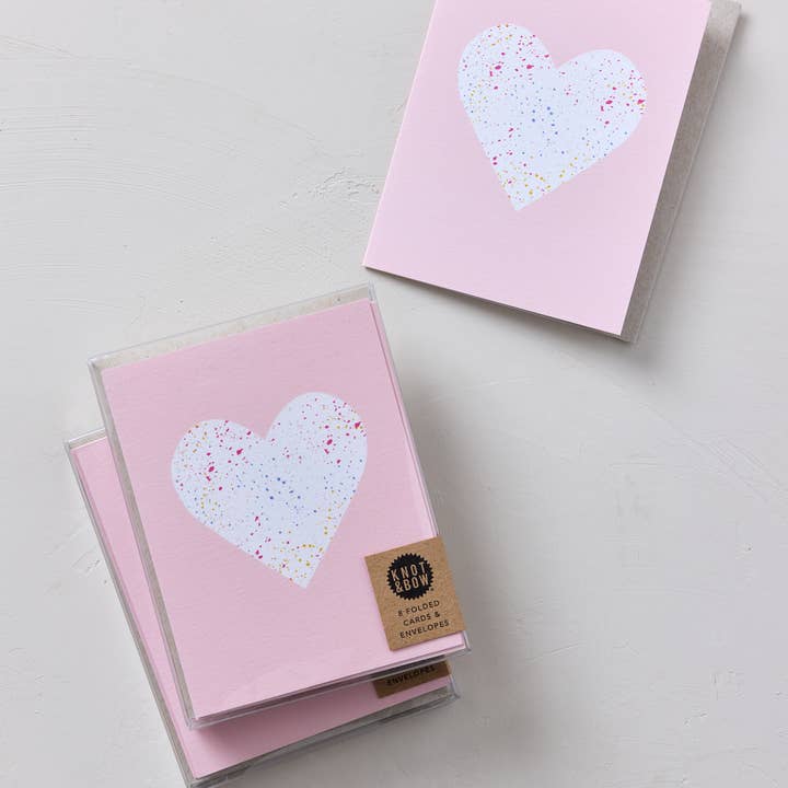 Knot & Bow - Wholesale Love Card - Boxed Set of 8 Cards | Splatter Heart Greeting Cards