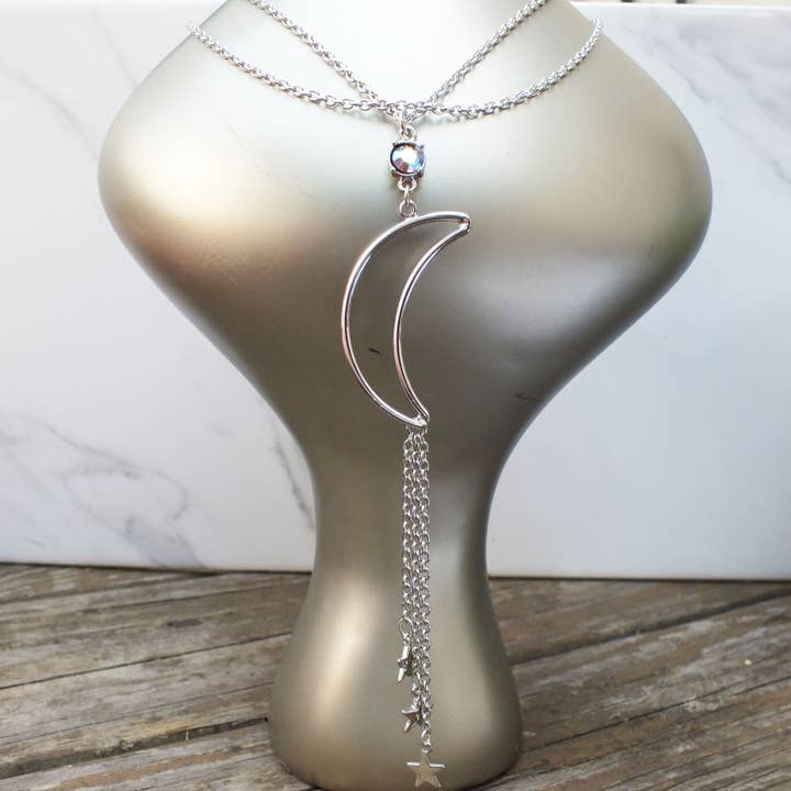 Moon & Shooting Star Necklace for wholesale by Fizz