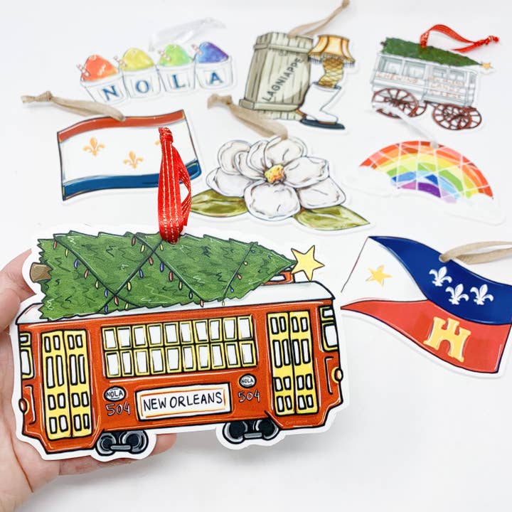 Home Malone - Wholesale Ornament - Green Streetcar Ornament - New Orleans Iconic Christmas