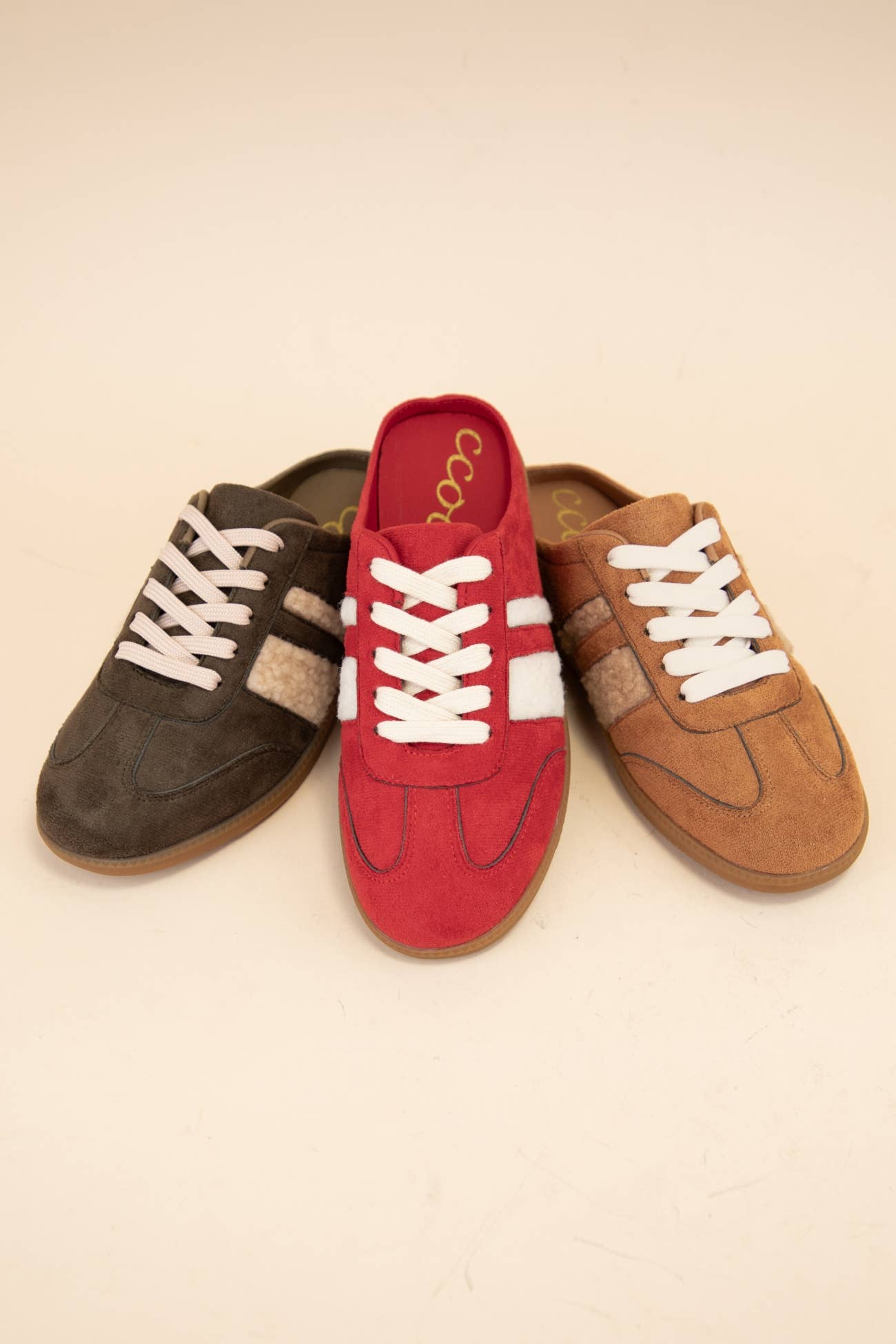 CCOCCI - Wholesale Lifestyle Sneakers - Women's - SANDRA FUR STRIPE DESIGN BACKLESS MULE COURT SNEAKERS11