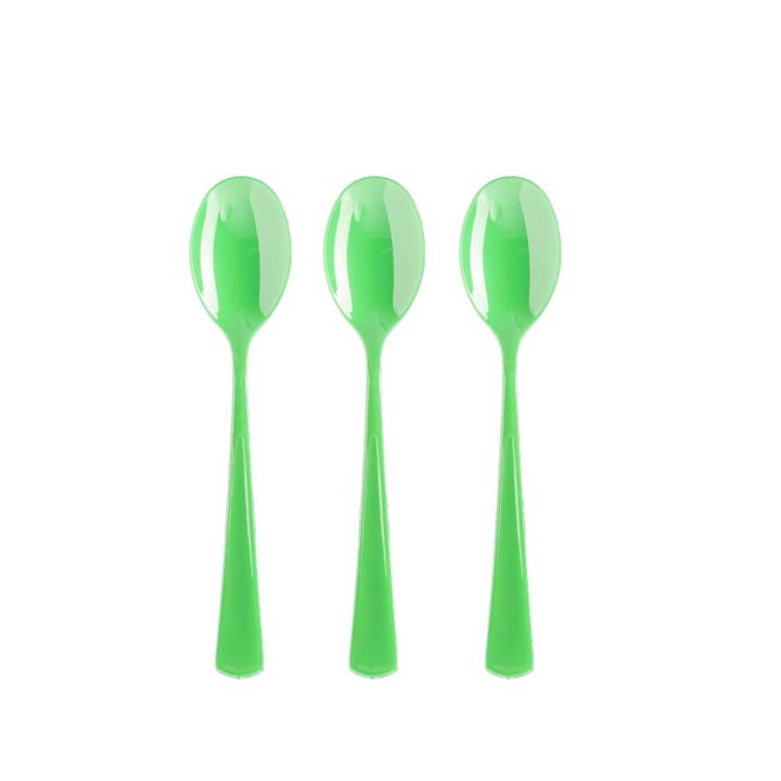 Heavy Duty Lime Green Plastic Spoons - 50 Ct. for wholesale on Faire