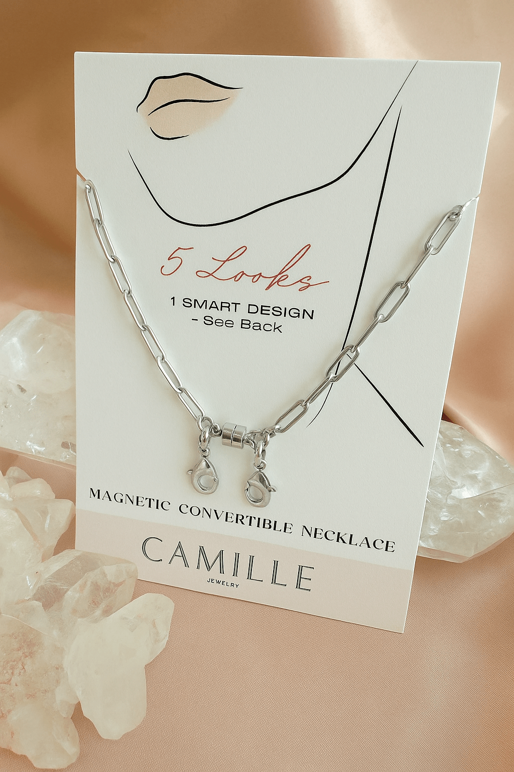 Camille Jewelry - Vente Cordon à lunettes de vue / de soleil – femme - Collier Magnétique – Chaîne Trombone Convertible3