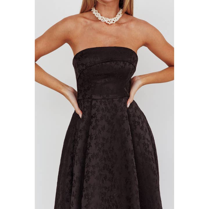 One and Only Collective - Wholesale Dress - Women's - JACQUARD FLORAL MIDI DRESS