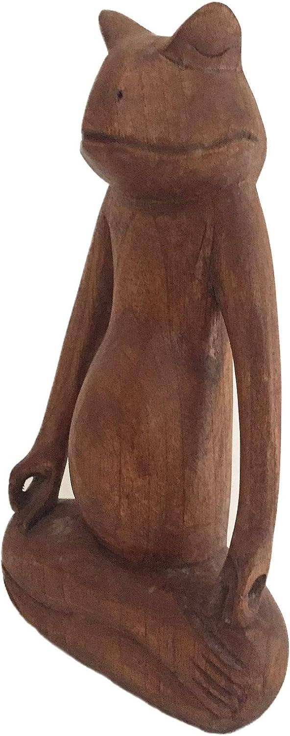 OMA - Eclectic Home - Wholesale Sculpture - Yoga Frog Lotus Position Wooden Meditation Frog Statue 1