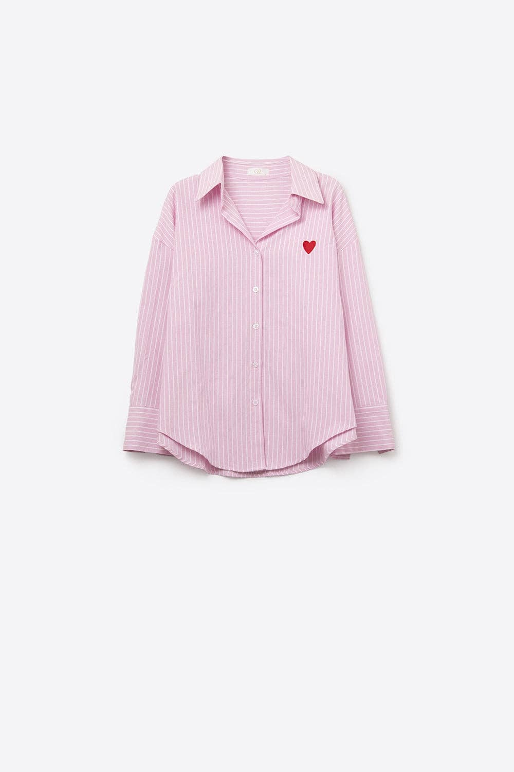 Pink Striped shirt with red heart embroidery for wholesale on Faire6