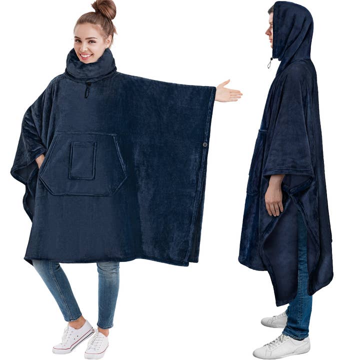 Pavilia - Vente Poncho – femme - Couverture poncho à capuche cache-cou78