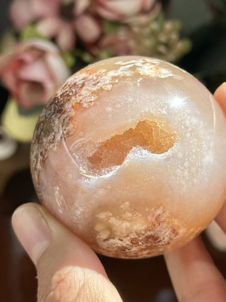 Flower Agate Crystal Sphere - Bloom with Beauty & Positivity, Christmas Crystal Gift for wholesale by Moon Rituals